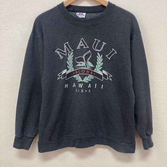 Vtg MAUI Gray Crew Neck Sweatshirt Tee Jays Medium - Picture 1 of 6